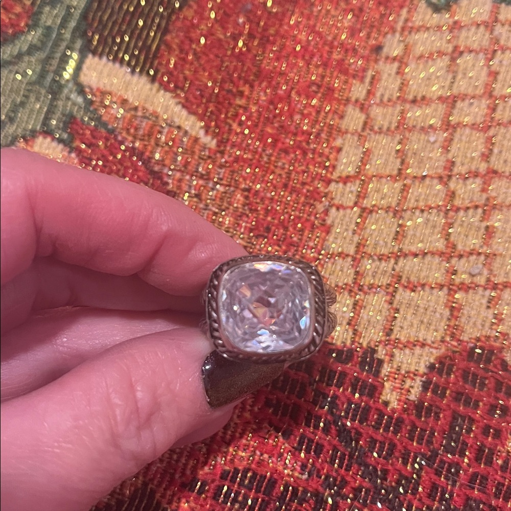 Silver Ring with Large Clear Gemstone